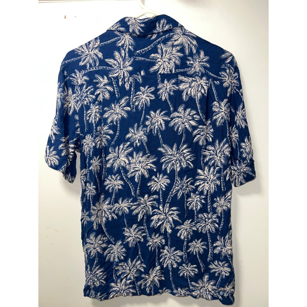 Campia Moda Mens Navy Blue Palm Tree Tropical Rayon Aloha Camp Shirt Size M - Picture 5 of 5